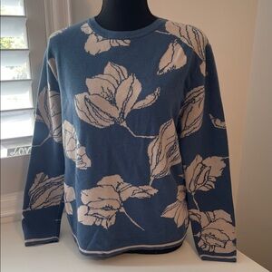 Floral Blue and Taupe Women’s Sweater